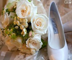 пазл Обуви для невесты и букет